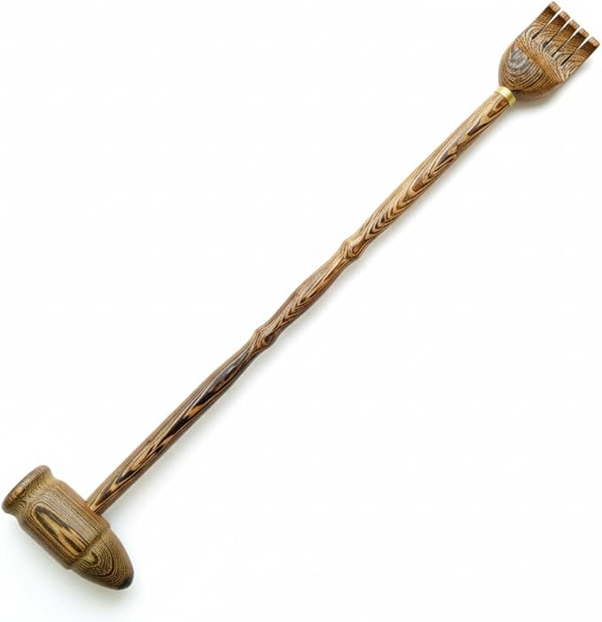 Solid Wood Back Scratcher & Massage Hammer | Sturdy Dual-Use Tool with Precision Bullet Tip for Deep Itch Relief & Muscle Tension