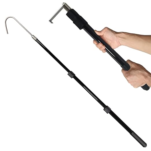 VOVCIG Bed Buddy Truck Tool, 18.9-51.2 Inch Truck Cargo Bed Reacher Grabber Pickup Tool with Two Hooks, Adjustable Sturdy Telescoping Pole Tool
