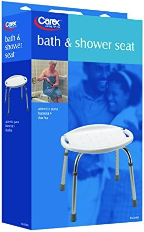Carex Adjustable Bath and Shower Seat – Shower Stool - Aluminum Bath Seat - Shower Chair with Handle