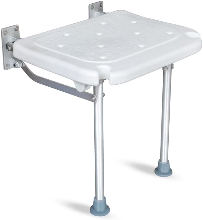Folding Shower Seat,Wall Mounted Shower Seat for Kids,Seniors, Disabled - Foldable,White Composite, 15.7X 12.6,for Bathroom,Shoe Area,Hallway.Supports 400 lbs - Tub's Can Folding C (Grey)