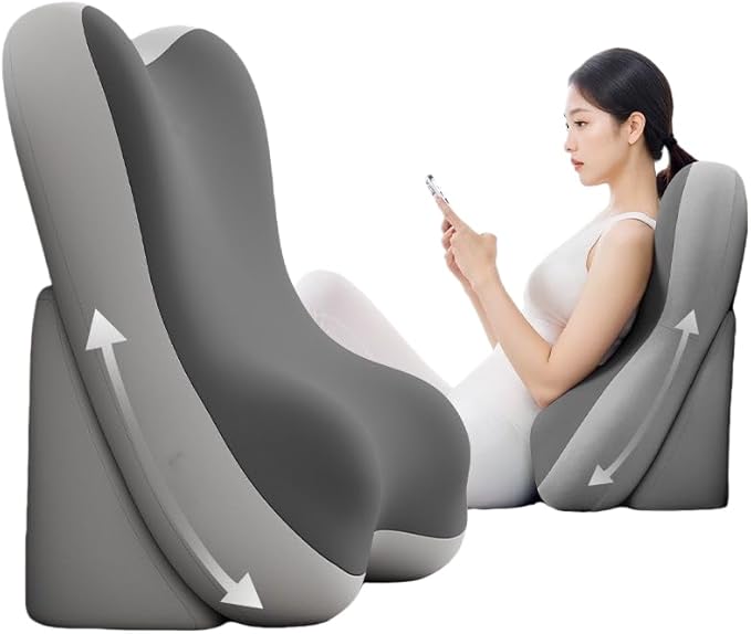 Luxury Reading Pillow for Bed - Backrest Cushion for Sitting Up in Bed, Sofa Ergonomic Support for Reading, Watching TV, Gaming Relieves Back & Neck Discomfort, for Adults & Seniors(Gray)