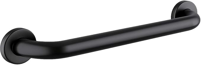 24" Matte Black Grab Bar for Bathroom, Shower, Toilet - Stainless Steel Safety Handle for Elderly - Wall Mount Restroom Support Rail - Commercial or Home Use - 250 lb Capacity