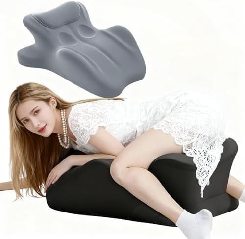 MOLERFO Ergonomic 27° Memory Foam Wedge Pillow for Back and Shoulder Support, Reduces Arm Pressure, Comfortable Support Cushion for Lounging, Reading, Watching TV, and Relaxation (Black) (Grey)