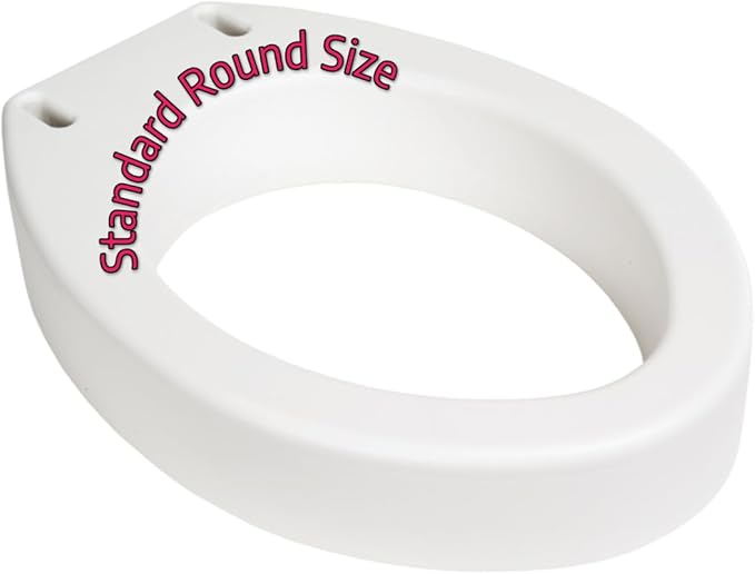 Essential Medical Supply Standard Bowl Round Toilet Seat Riser with 3.5" Rise - 17.5" x 13.5" x 3.5", Elevating and Raising Toilet Seat for Seniors, Adults and The Elderly with 300lb Weight Capacity
