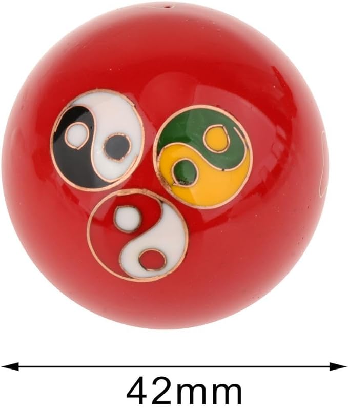 2 Pieces Hand Massage Balls, Chinese Exercise Handballs with Storage Box, Compact Relaxation, Chinese Baoding Balls, for Kids Seniors, Gossip Red