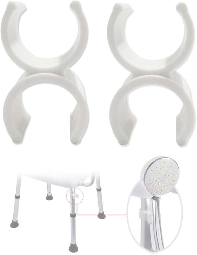 Alloy Shower Holder for Shower Chair, Hands-Free Bathroom Organizer Holder Attachment for Elderly Disabled Senior Safety, Not Include Bath Stool (White)