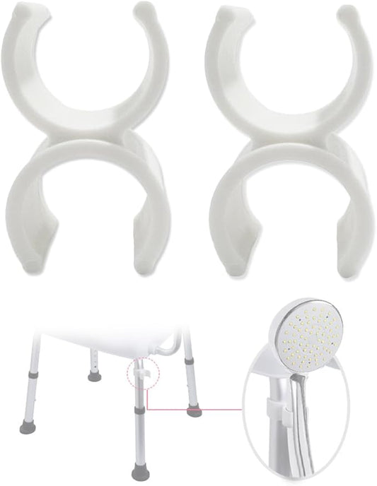Alloy Shower Holder for Shower Chair, Hands-Free Bathroom Organizer Holder Attachment for Elderly Disabled Senior Safety, Not Include Bath Stool (White)