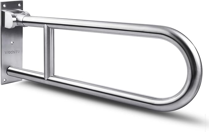 23.6 INCH Toilet Grab Bars for Bathroom Stainless Steel Flip Up Handicap Safety Grab Bar Rails for Elderly Seniors Bathtubs Showers Foldable Handle Grips Support for Walls Drop Down Screw-in Grab Bar