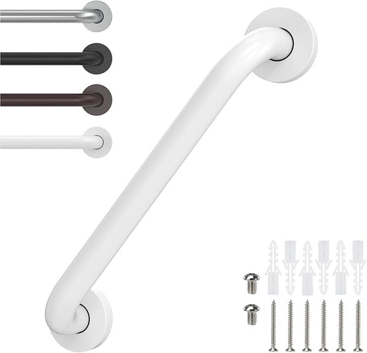 12 Inch Grab Bars for Wall White, Safety Shower Grab Bars for Seniors Elderly Handicapped, Handicap Grab Bars for Shower with Concealed Screws, Tesuchan