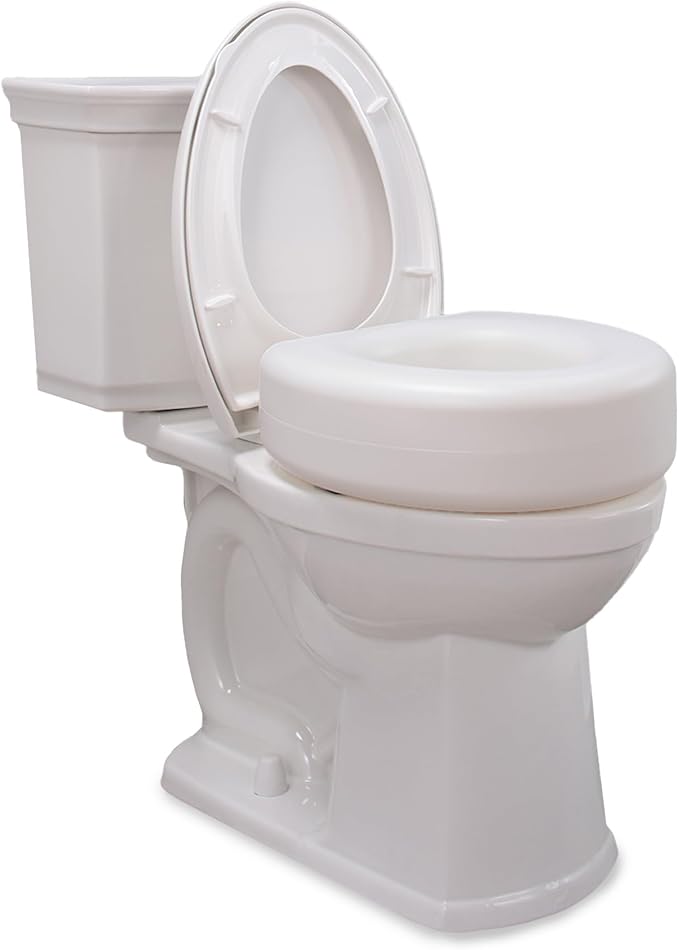 AquaSense 4-Inch Portable Toilet Seat Riser - Elevated Toilet Seat for Seniors - Easy Installation - Sturdy Non-Skid Design - Fits Round Toilets - Post-Surgery & Mobility Aid