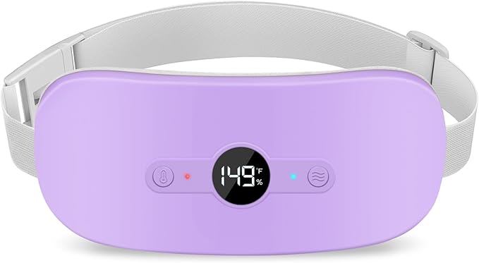 NOWWISH Heating Pad for Period Cramps Pain Relief, Portable Electric Cordless Menstrual Heating Pad Rechargeable with 6 Heat Levels and 6 Massage Modes, Mothers Day Gifts for Mom Daughter Wife, Purple