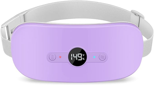 NOWWISH Heating Pad for Period Cramps Pain Relief, Portable Electric Cordless Menstrual Heating Pad Rechargeable with 6 Heat Levels and 6 Massage Modes, Mothers Day Gifts for Mom Daughter Wife, Purple