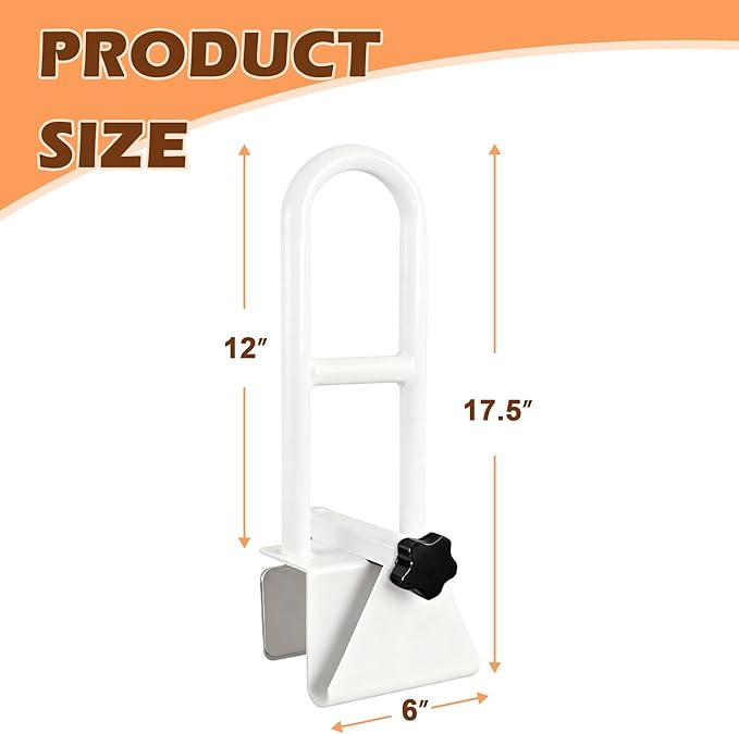 Bathtub Safety Rail, White Bathtub Rail Handle Clamp Railing Bath Grab Bar - Adjustable Shower Hand Grip Handle Assist Grab Bar for Bathroom and Showers, Grab Bar for Elderly and Seniors