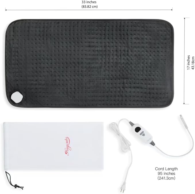 XL Heating Pads Large with Graphene Backing,Heat Pads 33 x 17, Heating pad for Back,Neck,Legs for Mom Dad, with Upgraded 4 Timer & 6 Temperature Controller