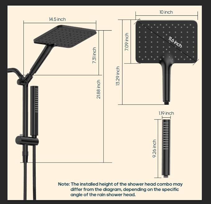 Filtered Shower Head with Handheld Spray Combo High Pressure Rain Shower Head Dual Shower Head with Filters - Removes Chlorine Height Adjustable & Built-in Power Wash (Brushed Nickel)