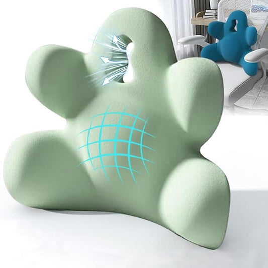 Lumbar Support Pillow for Office Chair, Back Pillow Lumbar Support for Car, Chair, Sofa - Improve Lower Back Pain Relief & Sitting Posture, Memory Foam Back Cushion for Long Sitting (B-Green)