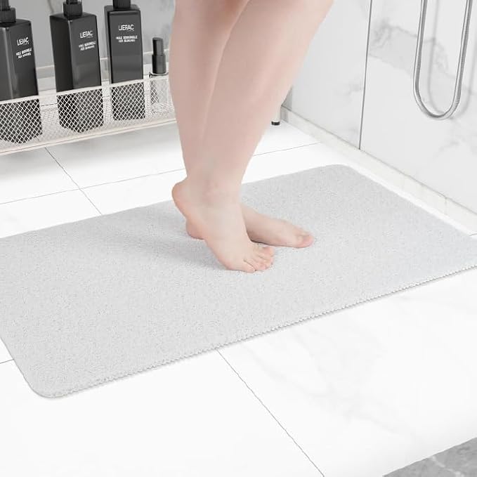 Hargiis Non-Slip Bathtub Mat, Anti Slip Shower Mat, Fast Drying Bathtub Mats, Foot Scrubber Mat, Anti Slip Mat for Tub, Floor, Bathroom, Kitchen, Home, Hotel (White 36"×24")
