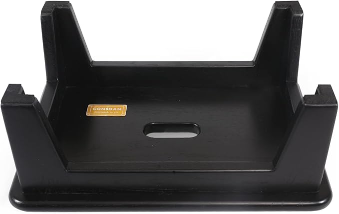 CONSDAN Step Stool for Bed - USA Grown Oak, Wooden Stool for Adults and Seniors, 6.5" High, Non-Slip Mat, No Assembly Needed, Solid Wood, Black Color