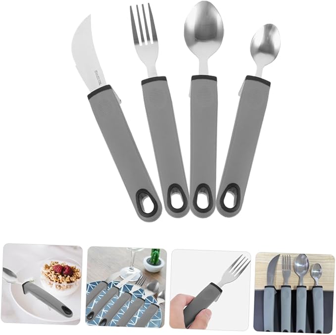 SAFIGLE 1Set Adaptive Portable Utensil for Elderly Shaking Non Slip Design for Easy Grasping Tableware for Seniors with Weak Grip Lightweight Convenient for Dining