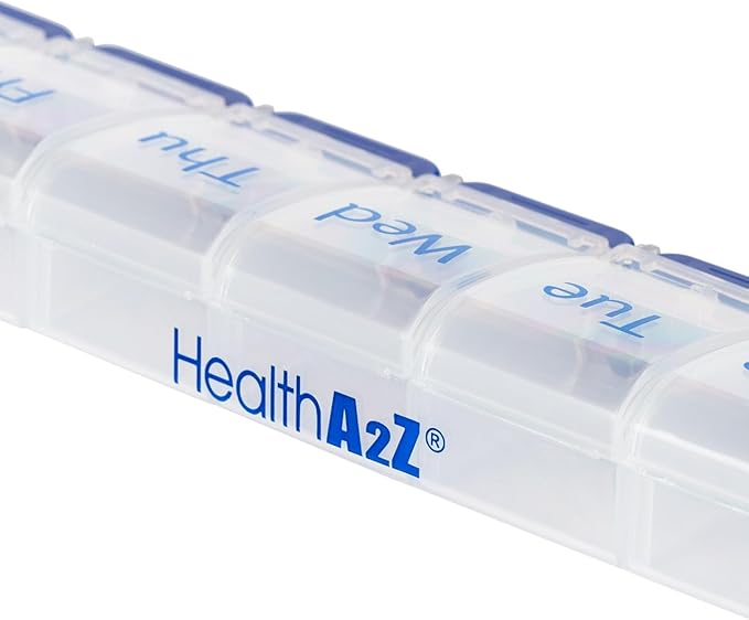 HealthA2Z® Pill Box | Easy to Open | Pill Case 7 Days | Medicine Organizer for OTC Medicine & Supplement