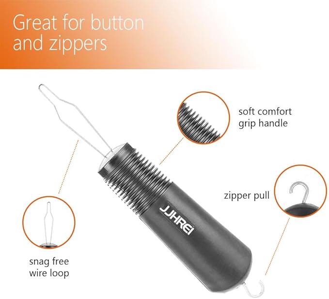 2 Pack Button Hook and Zipper Pull Helper - Dressing Button Aid Assist Tool for Arthritis Disabled Elderly - 2 in 1 Dressing Aids Tool