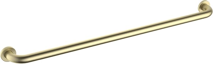KIBI 36 Inch Stainless Steel Bathroom Safety Grab Bar | Curved Shaped Grab Bar for Bathtubs and Showers, Shower Safety Grab Bars for Seniors, Wall Mounted Anti-Slip Support (Brushed Gold, KGB1036)