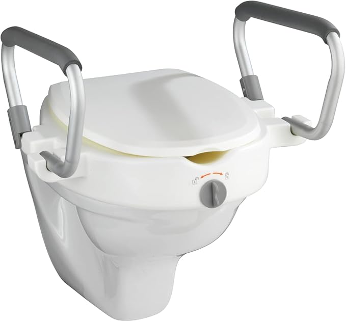 Wenko Raised Toilet seat with armrest Secura, White, 47.5 x 55 x 37.5 cm
