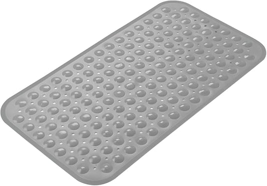 AmazerBath Bath Tub Mat, Medium Size 27.6 x 15 Inches Non-Slip Shower Mats with Suction Cups and Drain Holes, Bathtub Mats Bathroom Mats Machine Washable (Gray)