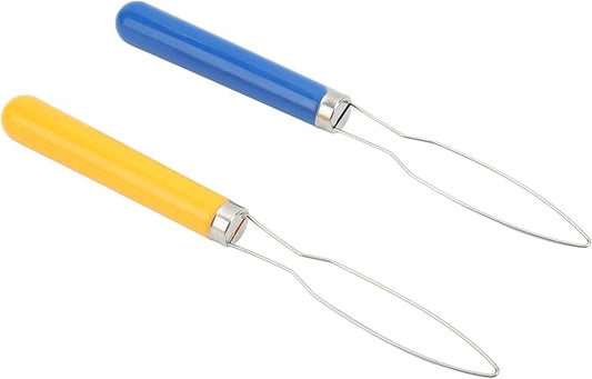 2PCS Button Hooks, Stainless Steel One Hand Buttons Helper with Plastic Handle, Shirt Coat Buttoning Aid for Seniors and Weak Hands