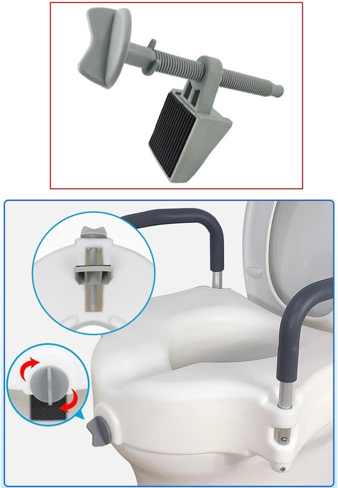 Raised Toilet Seat Lock Button Replacement Dial Knob Locks Rod Fastener for Toilet Seat Riser with Arms Elevated Bathroom Safety Extender Handicap Seniors Secure Locking Attachment