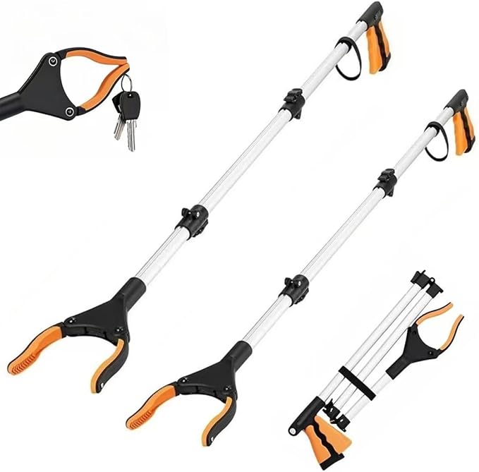 2-Pack Extra Long Grabber Reacher Tool, 43 Inch Pickup Tool with Magnetic Tip, Trash Picker for Elderly, Garbage Picker Upper, Litter Pick Up Grab, Orange