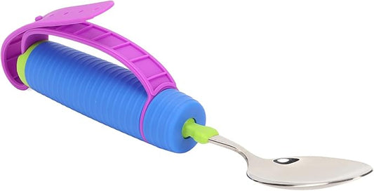ZJchao Elderly Eating Spoon with 360 Flexible Rotation Head Stainless Steel and Silicone Adaptive Utensil for Seniors Easy Grip Feeding Tool 1 Piece