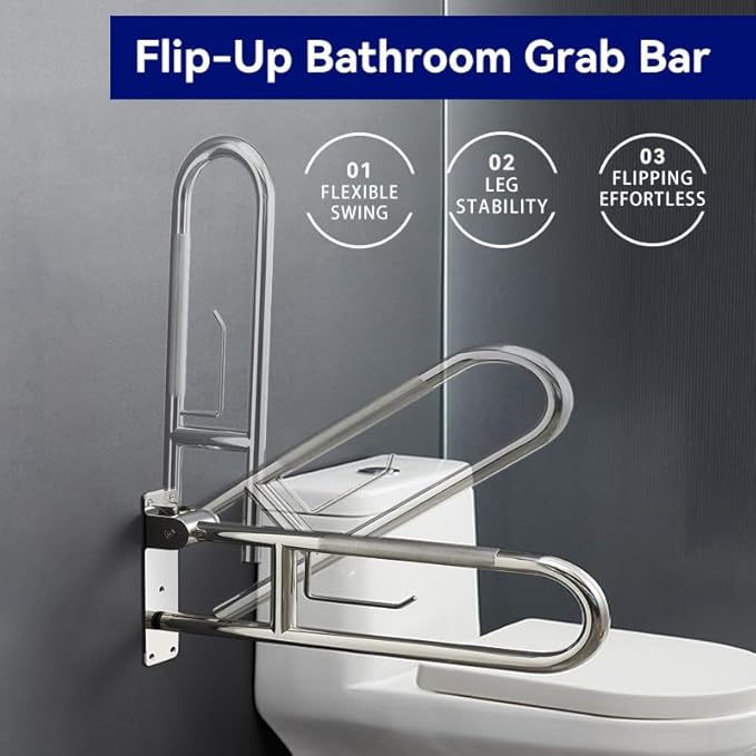 30 Inch Toilet Grab Bar, Fold Down Grab Bar with Paper Holder, Knurled Anti-Slip Grab Bars for Toilet, Stainless Steel Handrails Toilet for Seniors Disabled Elderly Pregnant, Brushed Nickel