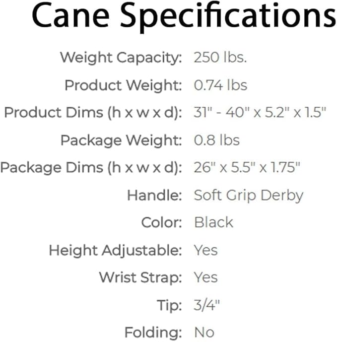 Carex Health Brands FGA52000 Black Soft Grip Derby Cane