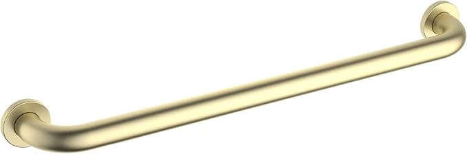 KIBI 24" Curved Bathroom Safety Grab Bar – Stainless Steel Shower & Bathtub Support Handle for Seniors, ADA-Style Anti-Slip Wall Mounted Rail, Rust-Resistant Brushed Gold Finish