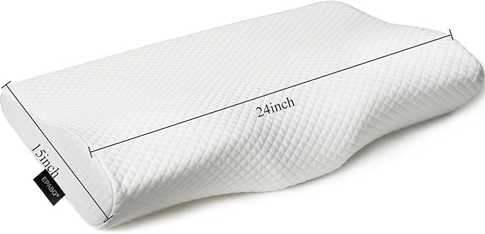 EPABO Contour Memory Foam Pillow Orthopedic Sleeping Pillows, Ergonomic Cervical Pillow for Neck Pain - for Side Sleepers, Back and Stomach Sleepers, Free Pillowcase Included (Firm & Queen)
