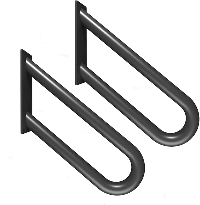 Hand Rails for Outdoor Steps Stair Railing Indoor Rail Metal Heavy Duty Non-Slip 1-3 Step Wall Mount Grab Bars U-Shape Safety Handle Garage Porch Courtyard Doorways (2 Pack 20")