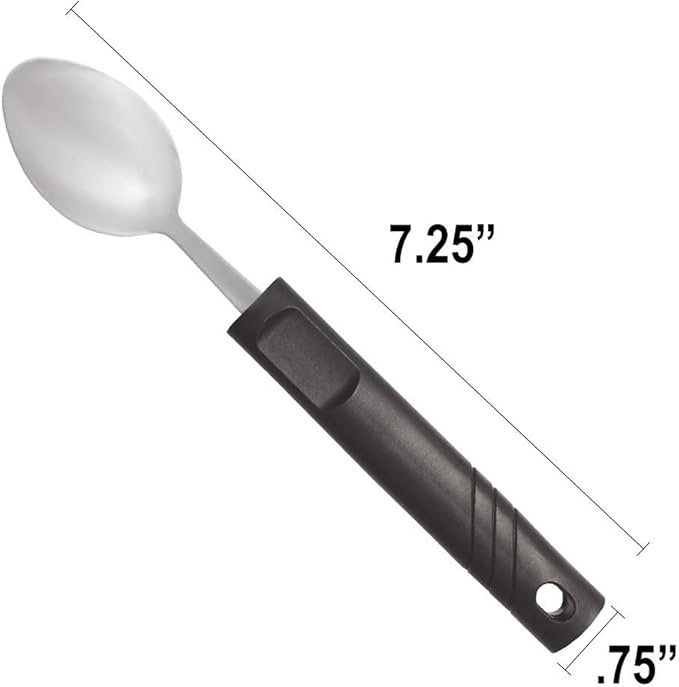 Rehabilitation Advantage Teaspoon with Lightweight Plastic Handle, 0.1 Pound (Pack of 3)