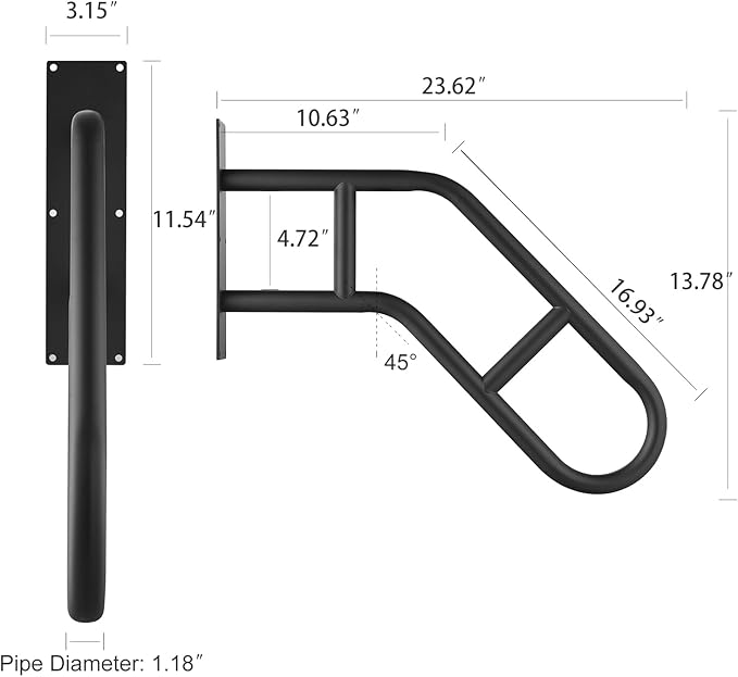 Hand Rails for Outdoor Steps,Hand Rails for Elderly, Porch Railing & Deck Hand Rail Wall Mount Stair Hand Grab Bars, U-Shape Safety Handle for Garage, Porch, Garden 2Pack