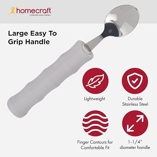 Homecraft Lightweight Foam-Handled Grip Junior Soup Spoon, Adaptive Utensil for Children, Adults, Elderly, and Handicapped, Ergonomic Easy-to-Grip Handle, Ideal for Arthritis or Weak Grip