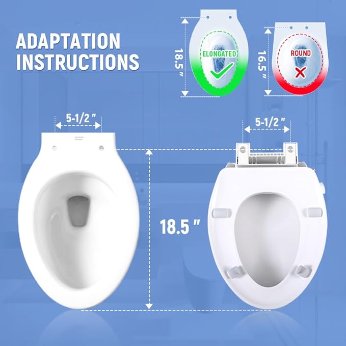 Raised Toilet Seat with Bidet, Fit Elongated Bidet Toilet Seat, Non-Electric Elevated Toilet Seat (Ambient Water), Adjustable Water Pressure Raised Toilet Seat for Seniors, White
