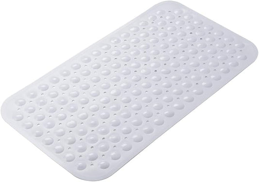 AmazerBath Bath Tub Mat, Medium Size 27.6 x 15 Inches Non-Slip Shower Mats with Suction Cups and Drain Holes, Bathtub Mats Bathroom Mats Machine Washable (White)