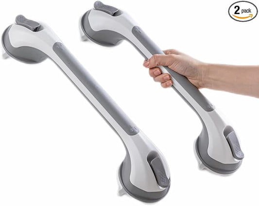 TAILI Grab Bars for Bathtubs and Showers 2 Pack Suction Grab Bar, Heavy Duty Shower Handle Removable Bath Handrails for Seniors and Elderly, Bathroom Safety Grip No Drilling Waterproof,Grey