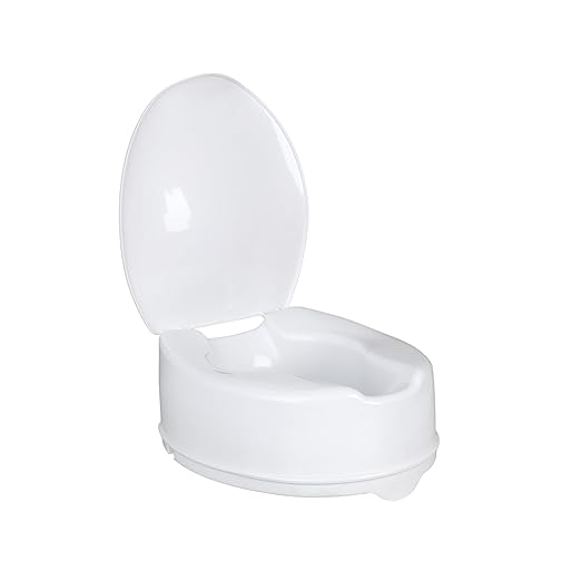 Homecraft Savanah Raised Toilet Seat with Lid, 6" Elevated Seat for Seniors, Universal Fit for Most Standard Toilets, Portable & Tool-Free, Seat Riser, Ergonomic Design, White