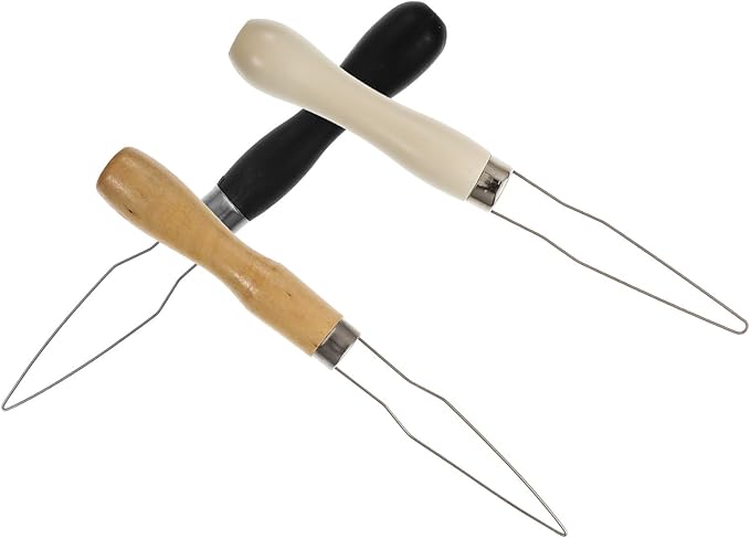 3pcs Button Hook Dressing Aid Set with Plastic and Wood Handles Button Puller Tool for Easy Buttoning for Elderly and Mobility Assistance