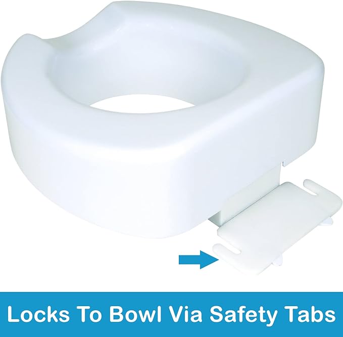 Carex Toilet Seat Riser with Quick-Lock, Raised Plastic Toilet Seat Adds 4” of Height - Fits Most Standard Round & Elongated Toilets, 300 Pound Weight Capacity, Slip-Resistant