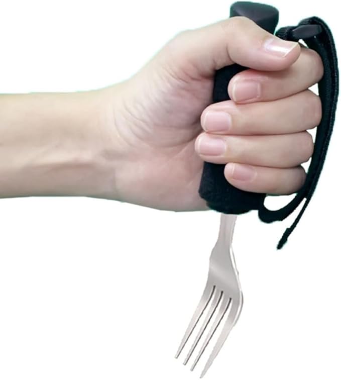 Hemobllo Elderly Adaptive Fork with Wide Non-Slip Handle, Tremble Proof Tableware for Disabled Hands, Comfortable Grip Utensil for Seniors and Rehabilitation