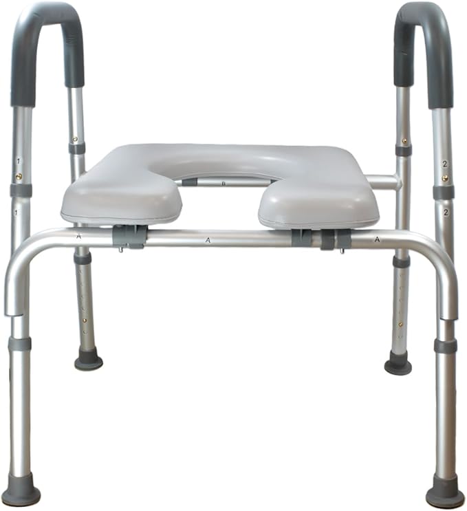 Sylvan Raised Toilet Seat with Adjustable Height, Armrests, and Non-Slip Design - Comfortable & Safe Elevation for Seniors and Individuals with Mobility Challenges