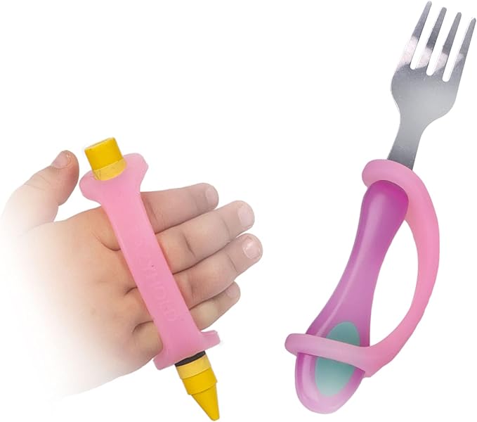 EazyHold Pink Silicone Non-Slip Adaptive Grip Aid, Universal Cuff Assistive Strap for Occupational Therapy, ALS, Cerebral Palsy, Special Needs, Pediatric Stroke, Easy Grip Hold Handle 2-Pack 4"