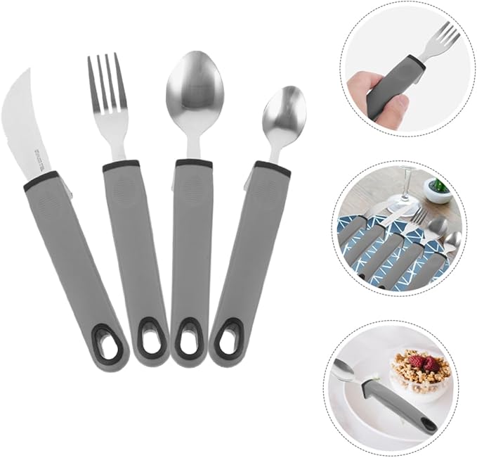SAFIGLE 1Set Adaptive Portable Utensil for Elderly Shaking Non Slip Design for Easy Grasping Tableware for Seniors with Weak Grip Lightweight Convenient for Dining